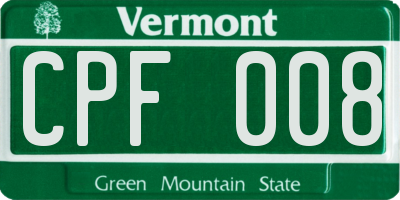VT license plate CPF008