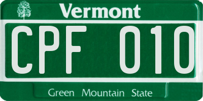 VT license plate CPF010