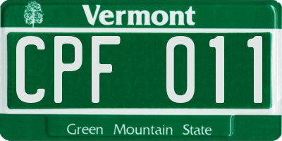 VT license plate CPF011