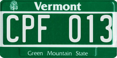 VT license plate CPF013
