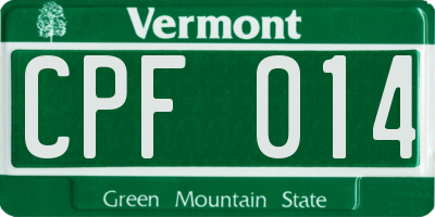 VT license plate CPF014
