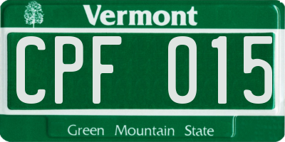 VT license plate CPF015
