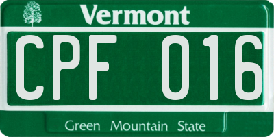 VT license plate CPF016