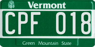 VT license plate CPF018