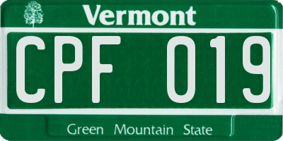 VT license plate CPF019