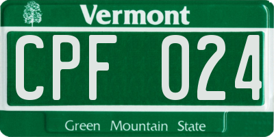 VT license plate CPF024