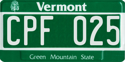 VT license plate CPF025