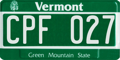 VT license plate CPF027