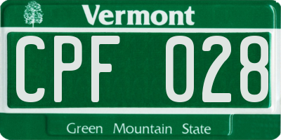 VT license plate CPF028