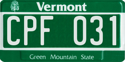 VT license plate CPF031