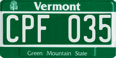 VT license plate CPF035