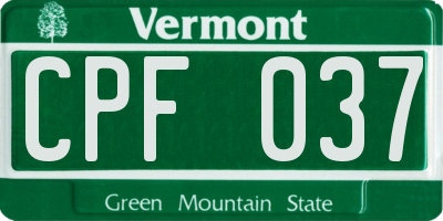 VT license plate CPF037