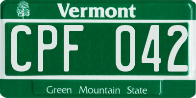 VT license plate CPF042