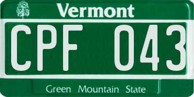 VT license plate CPF043