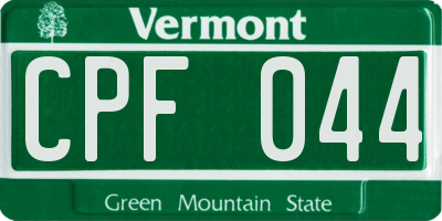 VT license plate CPF044