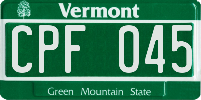 VT license plate CPF045