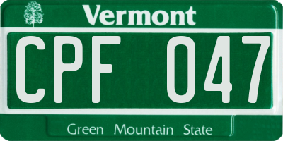 VT license plate CPF047
