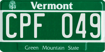 VT license plate CPF049