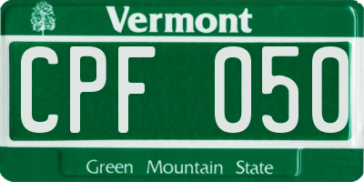 VT license plate CPF050
