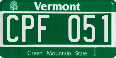 VT license plate CPF051