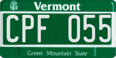 VT license plate CPF055