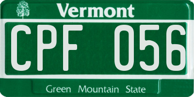 VT license plate CPF056