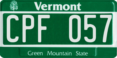 VT license plate CPF057
