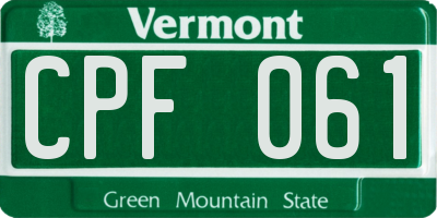 VT license plate CPF061