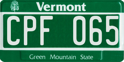 VT license plate CPF065