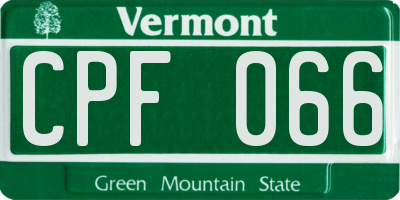 VT license plate CPF066