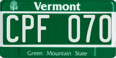 VT license plate CPF070