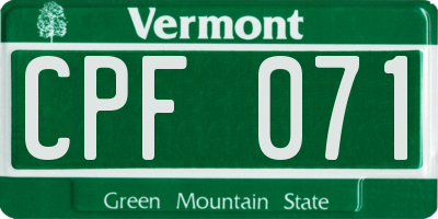 VT license plate CPF071