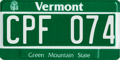 VT license plate CPF074