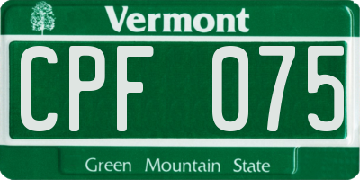 VT license plate CPF075