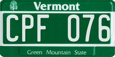 VT license plate CPF076