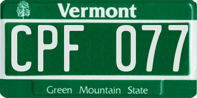 VT license plate CPF077