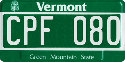 VT license plate CPF080