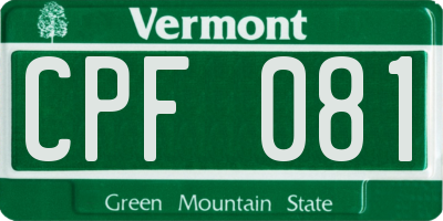 VT license plate CPF081
