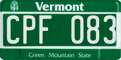 VT license plate CPF083