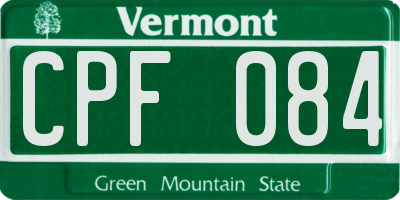 VT license plate CPF084