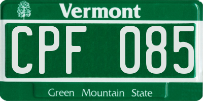 VT license plate CPF085