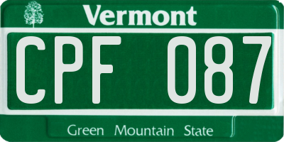 VT license plate CPF087