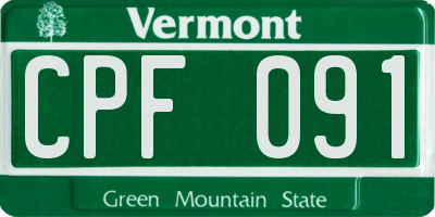 VT license plate CPF091
