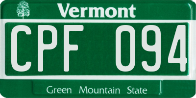 VT license plate CPF094