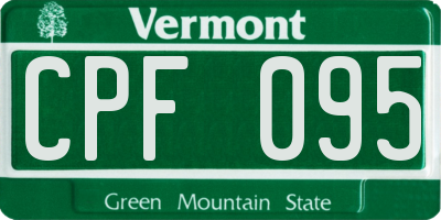 VT license plate CPF095