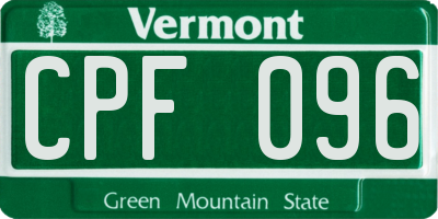 VT license plate CPF096