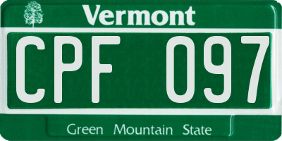VT license plate CPF097