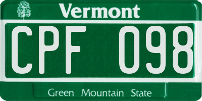 VT license plate CPF098
