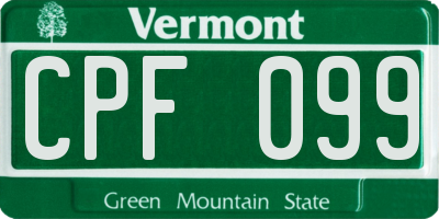 VT license plate CPF099