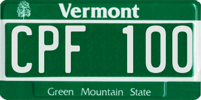 VT license plate CPF100